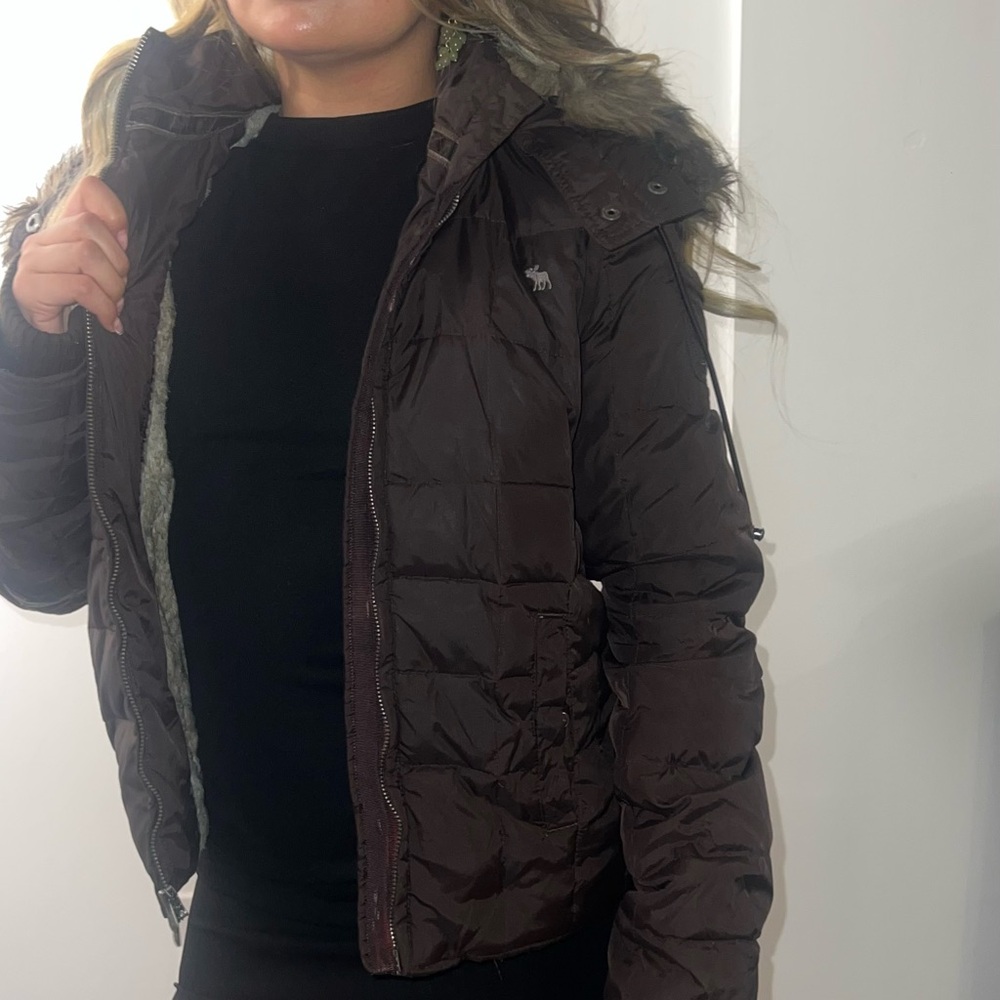 Abercrombie & Fitch Dark Brown Puffer Jacket - Picture 2 of 8